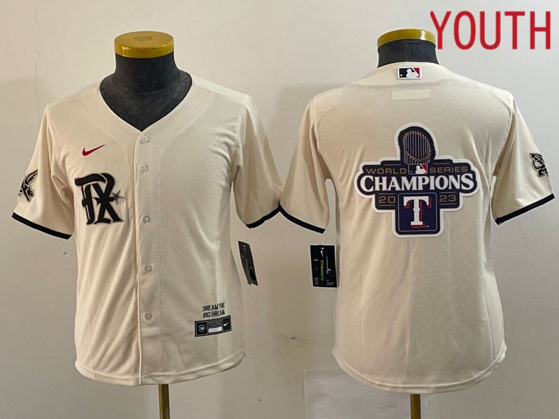 Youth Texas Rangers Blank Cream Game Nike 2023 MLB Jersey style 1->women mlb jersey->Women Jersey